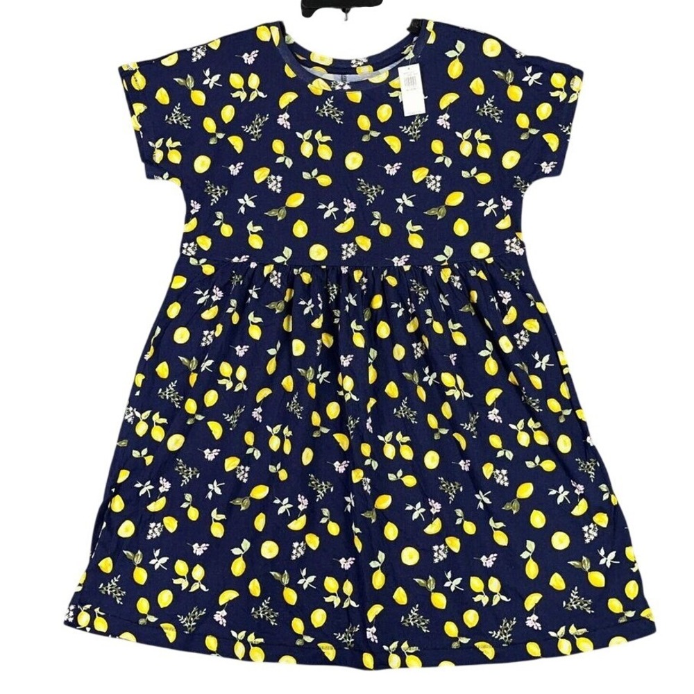 Old Navy Dress Girls Extra Large Blue Swing Jersey-Knit‎ Floral Short Sleeve
